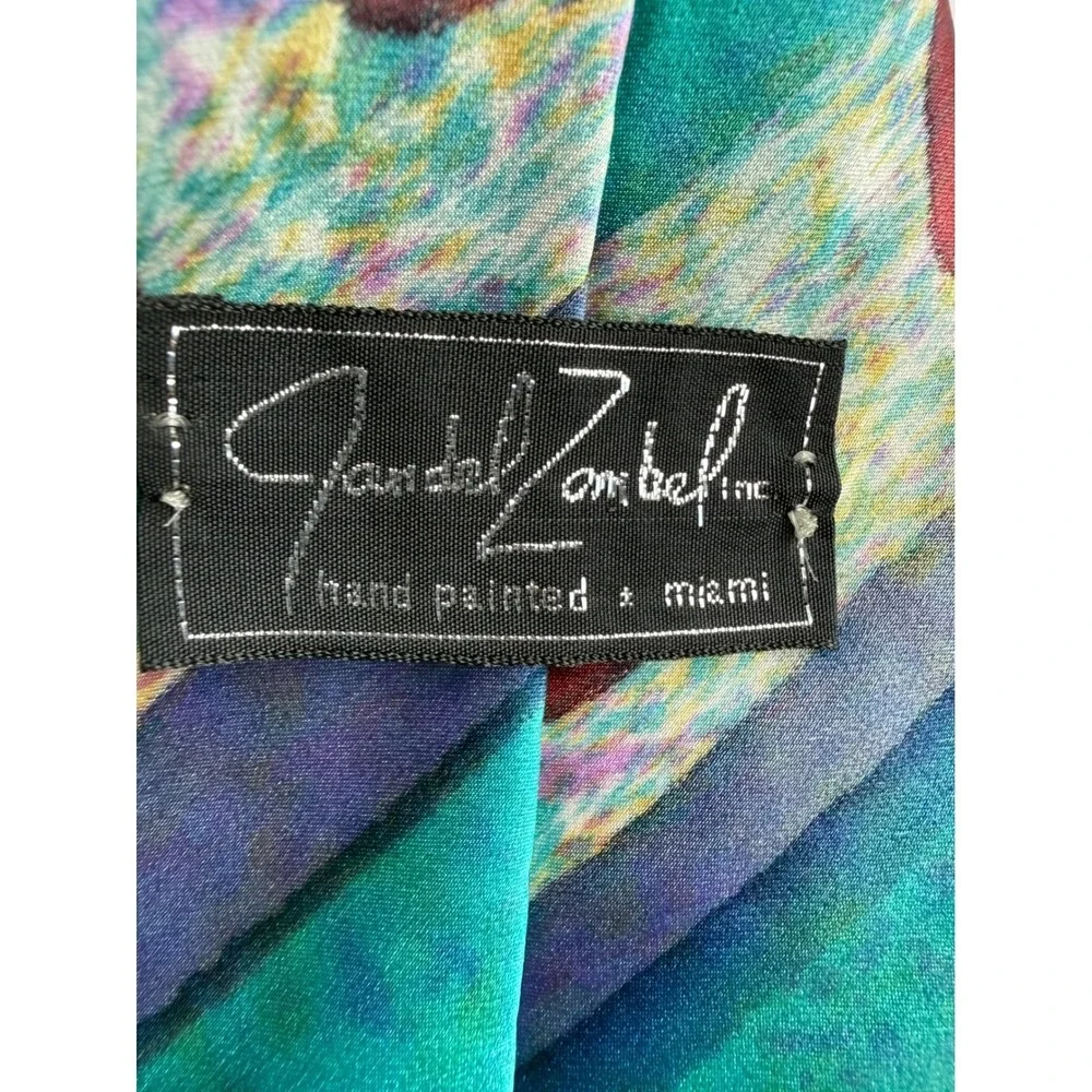 Randall Zombel Miami Hand Painted Silk Tie Abstract Striped Polka Dot Multicolor